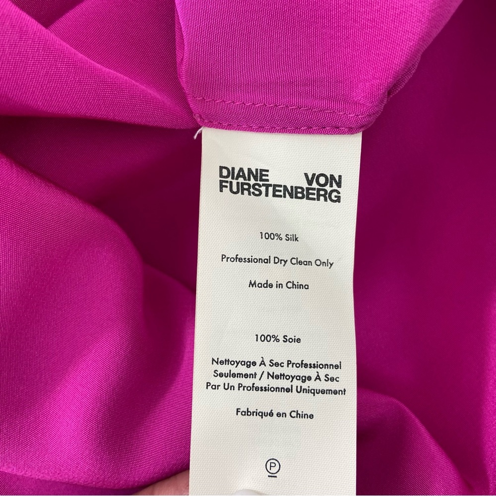 Diane von Furstenberg Mini Dress Women’s 0 Fits Med Pink 100% Pink Long Sleeves - Picture 8 of 11
